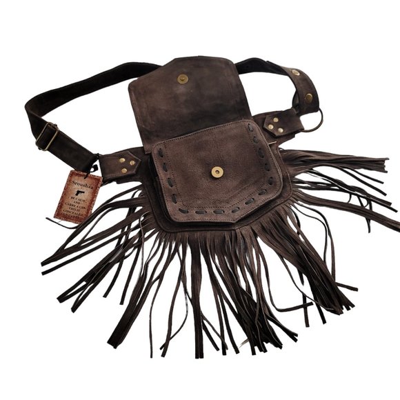 2025Genuine LeatherFestival Cow Girl Pocket Belt | Hip bag with Fringe Coffee… - Picture 4 of 14
